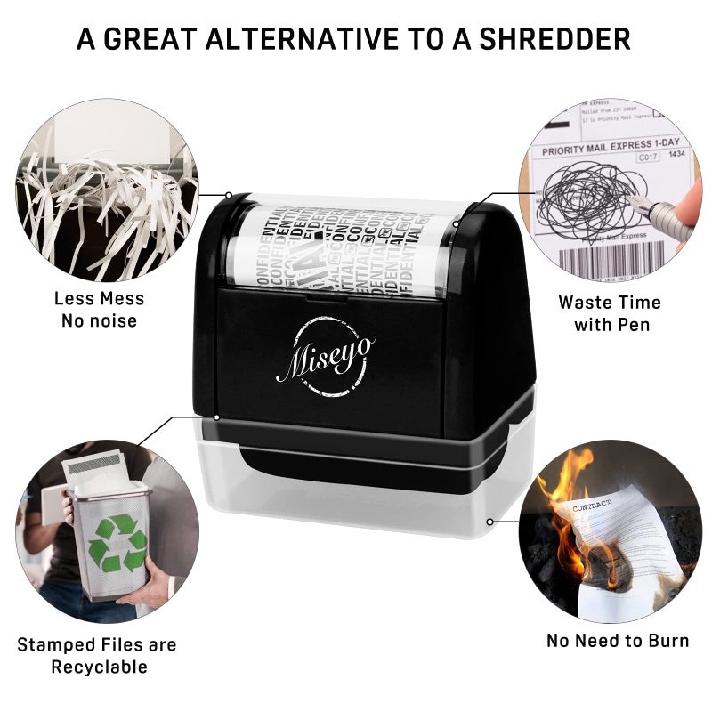Miseyo Wide Roller Stamp Identity Theft Stamp 1.5 Inch Perfect for Privacy Protection - Black - Image 5